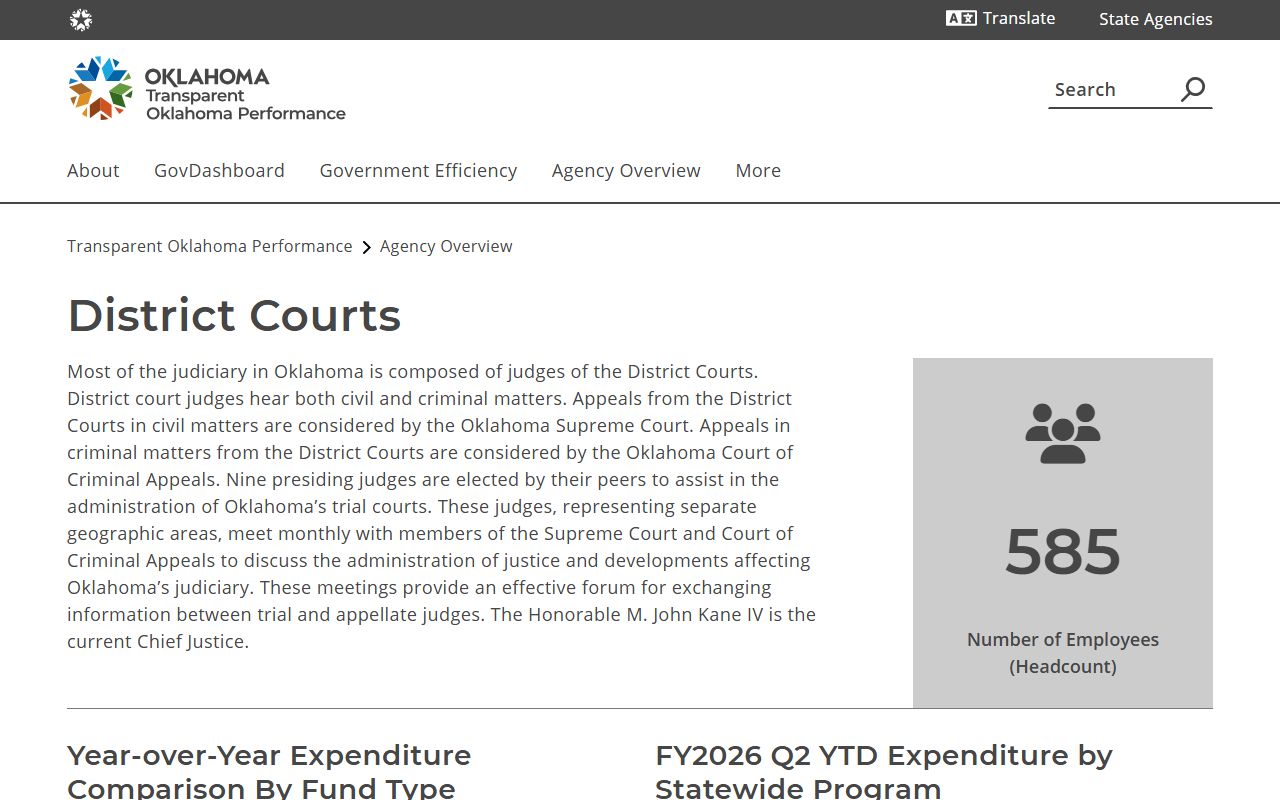 Oklahoma District Courts overview page tied to Noble County court records