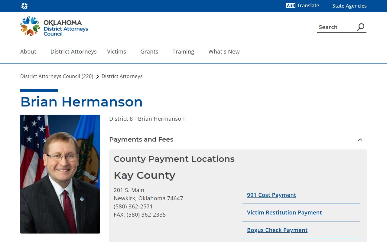Noble County criminal prosecution handled by Oklahoma District Attorney District 8