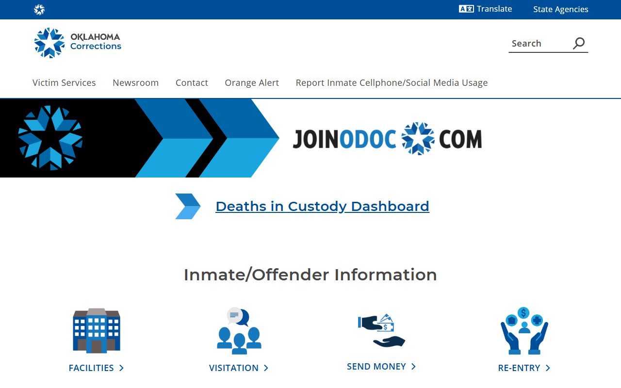 Noble County criminal records connect to the Oklahoma DOC homepage tools
