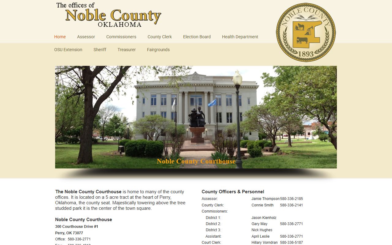 Noble County court records county courthouse homepage