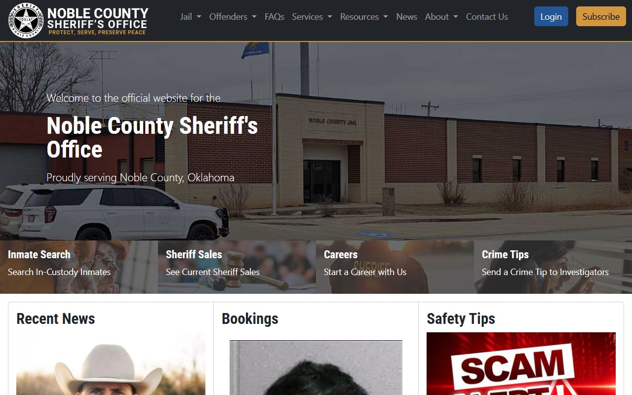 Noble County court records Sheriff's Office homepage