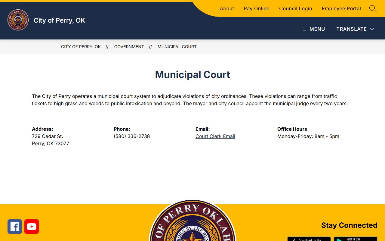 Noble County court records Perry Municipal Court city page